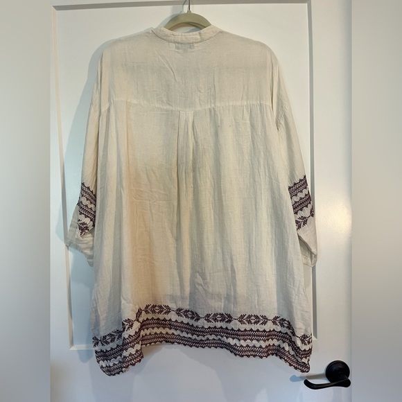 World Market Embroidered Boho Cotton Beachy Lagenlook Peasant Tunic Top OS - Picture 10 of 11